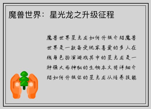 魔兽世界：星光龙之升级征程